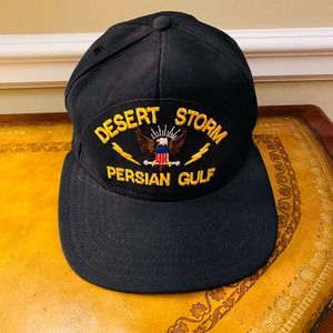 Vintage 90s Desert Storm Persian Gulf Navy Snapback Trucker Hat Cap Made in USA